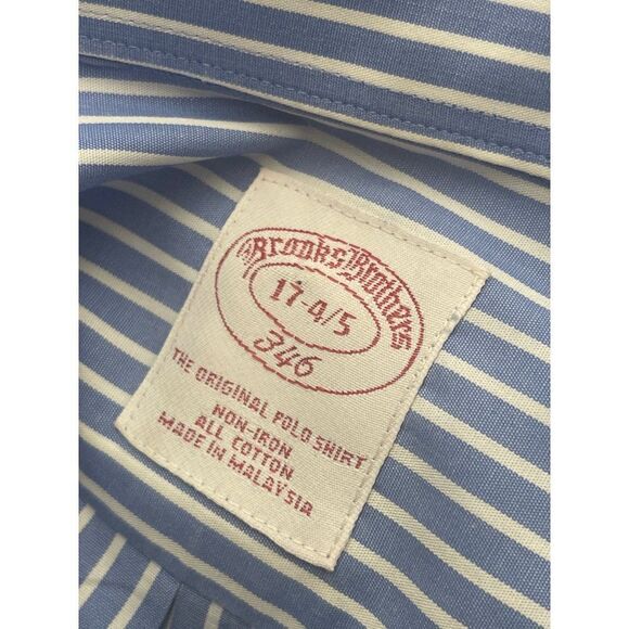 Brooks Brothers Non-Iron Stripe Long Sleeve Button Down Shirt Size 17 4/5 - Picture 8 of 10